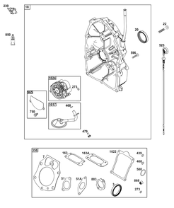 Crankcase Cover/Sump Group Diagram and Parts List for 61G377-0104-J1  Briggs and Stratton Engine